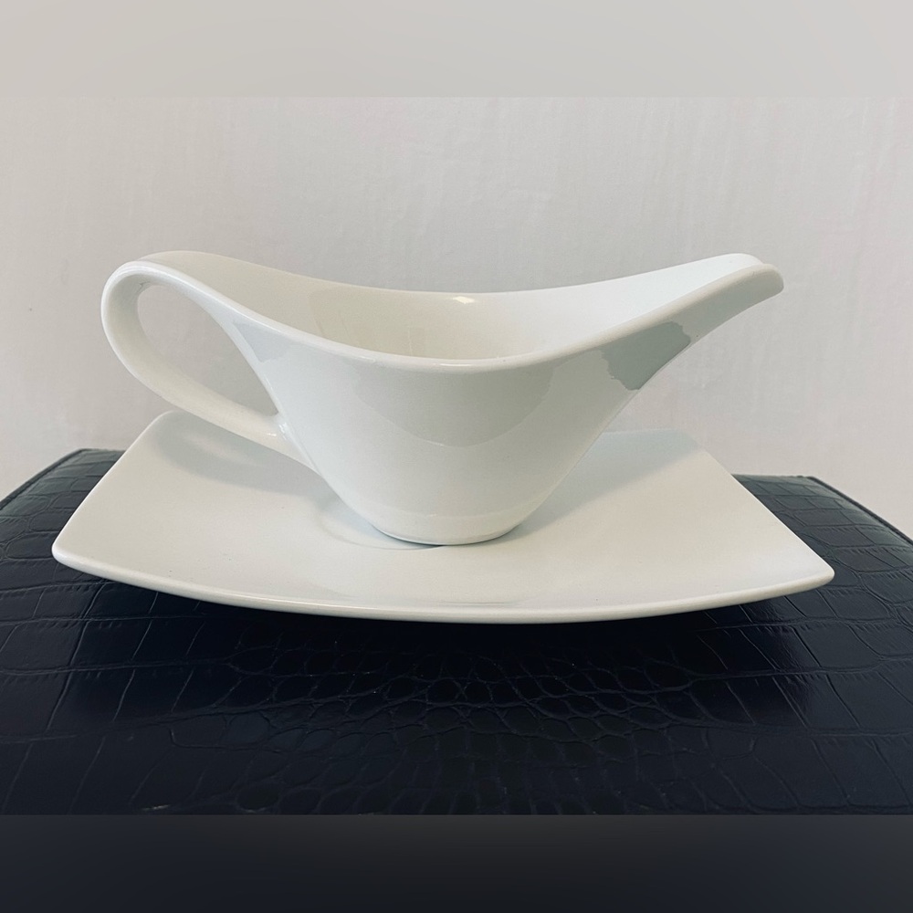 Joshua Maxwell Studio White Gravy Boat with Saucer